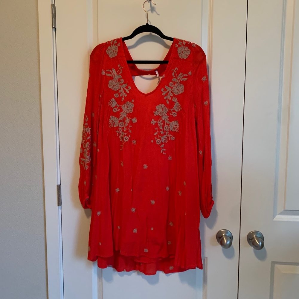 Free People Mini Dress Embroidered Med.